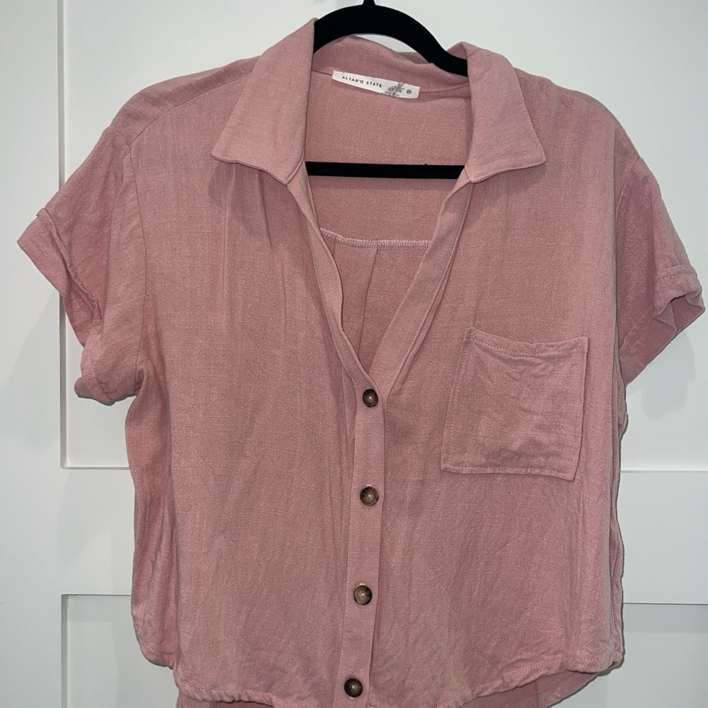 Altar'd State Mauve Button-Down Shirt